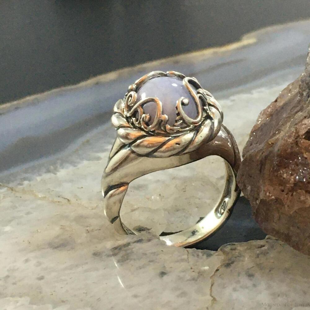 Carolyn Pollack Sterling Oval Blue Lace Agate Decorated Ring Size 8 For Women - Picture 5 of 10